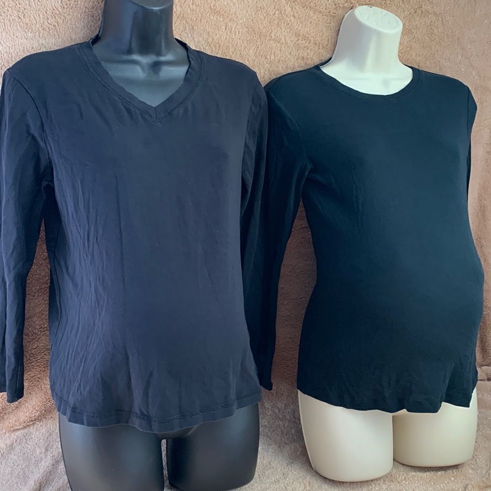 Motherhood Maternity Set of 2 Cotton Long Sleeves Tops Shirts S Black